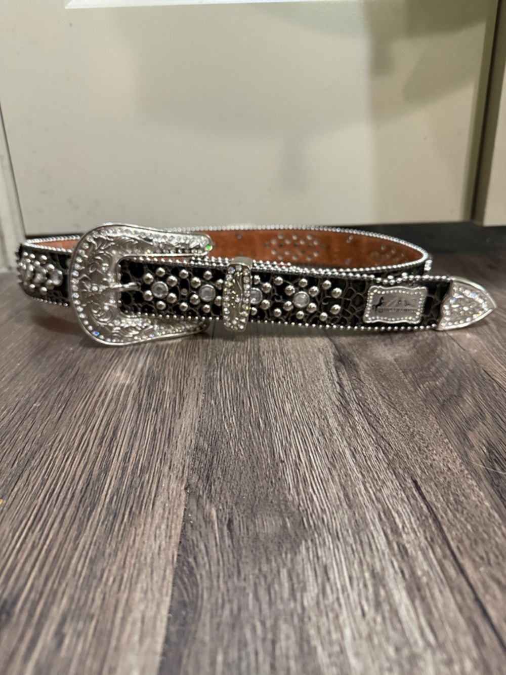 Montana West Vintage Bling Black Leather Belt